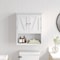 Flash Furniture Dune Farmhouse Wall Mounted Bathroom Medicine Cabinet Storage Organizer w/2 Magnetic Closure Doors FS-BATH-7-WH-GG - alternate 1